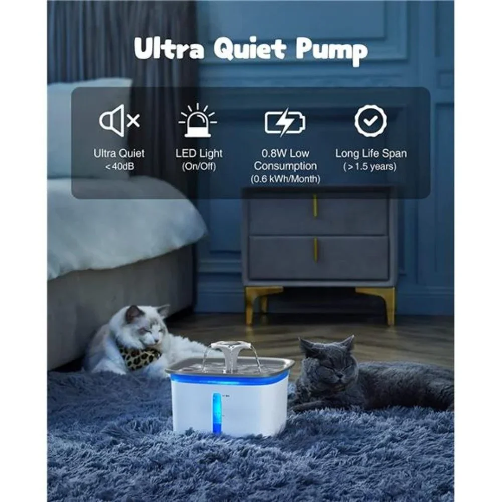 95oz/2.8L Pet Fountain, Automatic Cat Water Fountain Dog Water Dispenser